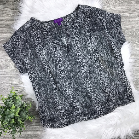 Hale Bob Short Sleeve Semi Sheer Animal Print Top - Picture 1 of 6